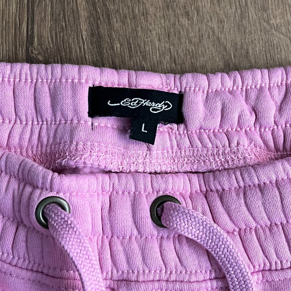 NEW Ed Hardy Tiger Tattoo Wide Leg Pink Jogger Sweatpants Y2K - Picture 7 of 15